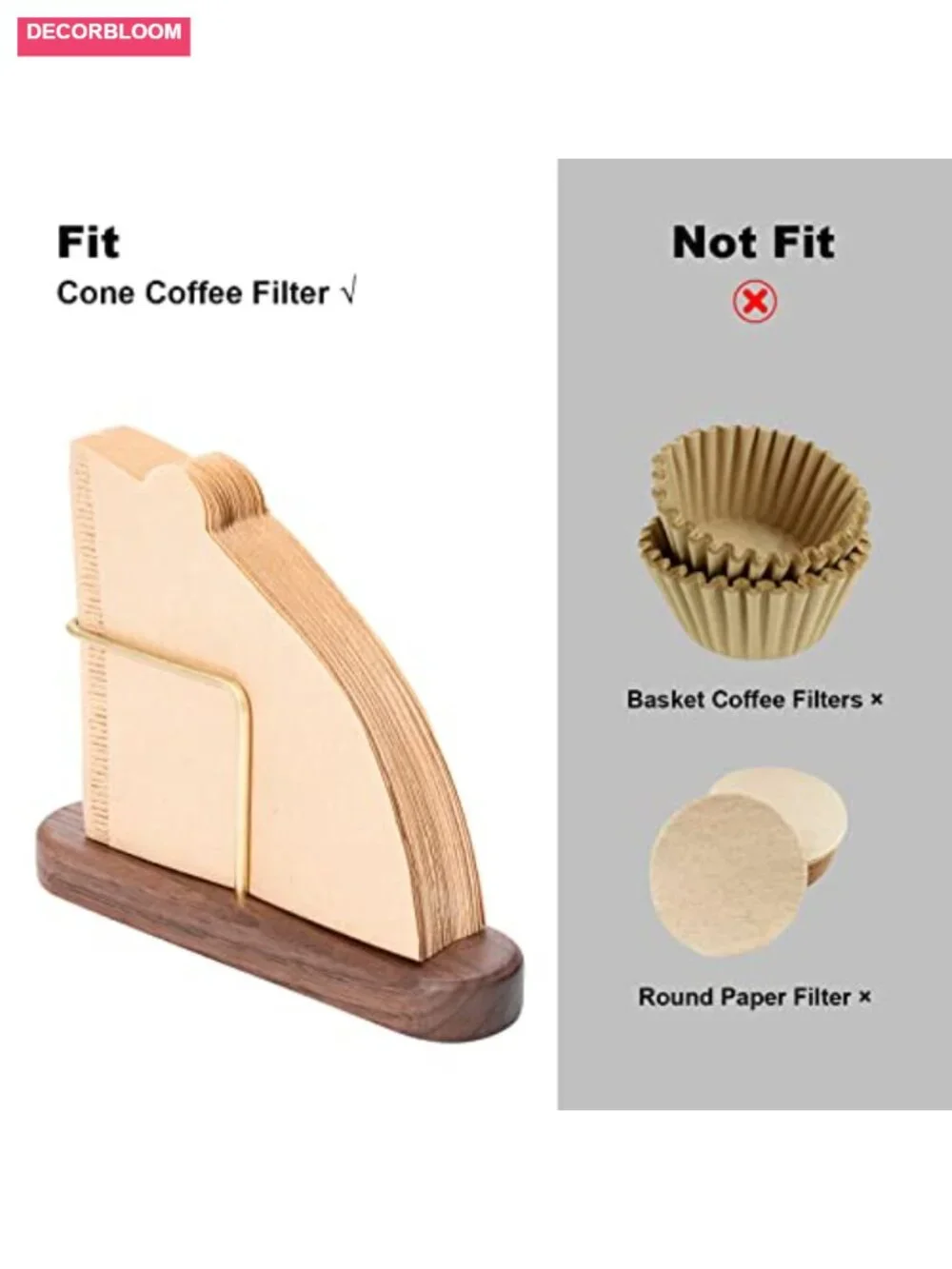 Walnut & Brass Coffee Filter Holder for V60